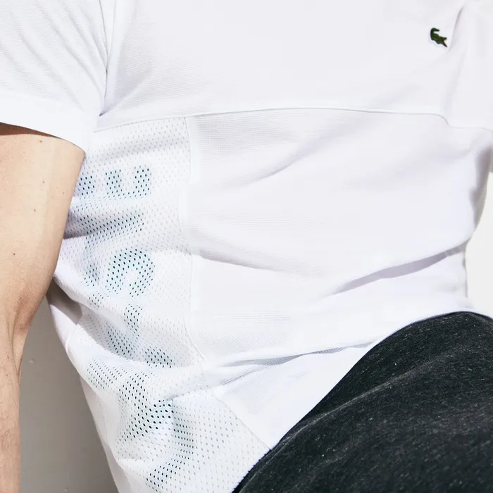 TShirts Lacoste Mens SPORT Crew Neck Ultra Light Tshirt WhiteGreen Store