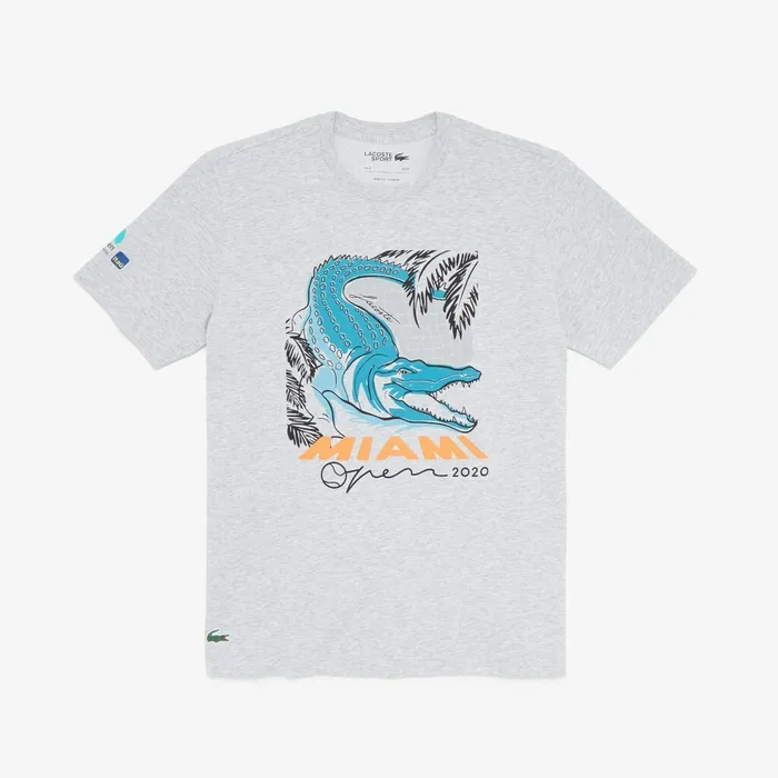 TShirts Lacoste Mens SPORT Miami Open Crocodile Print Tshirt Grey Chine Online Store TShirts Lacoste Mens SPORT Miami Open Crocodile Print Tshirt Grey Chine Online Store