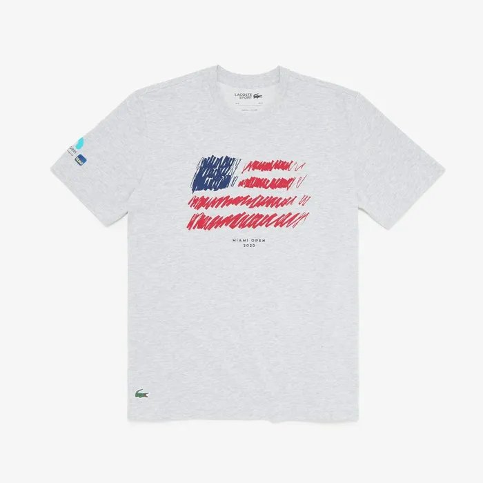TShirts Lacoste Mens SPORT Miami Open Flag Print Tshirt Grey Chine For Sale Online TShirts Lacoste Mens SPORT Miami Open Flag Print Tshirt Grey Chine For Sale Online