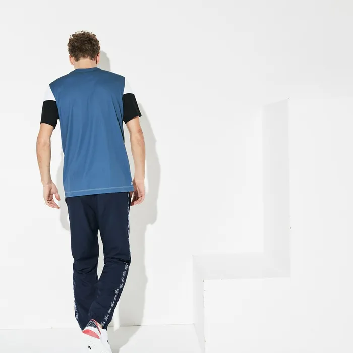 TShirts Lacoste Mens SPORT Technnical Piqu Tshirt BlueWhiteBlack Popular
