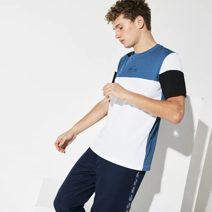TShirts Lacoste Mens SPORT Technnical Piqu Tshirt BlueWhiteBlack Popular