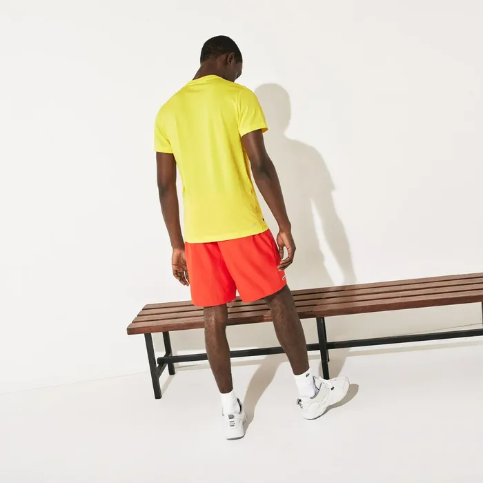 TShirts Lacoste Mens SPORT UltraDry Graphic Tee YellowTurquoise Outlet Factory