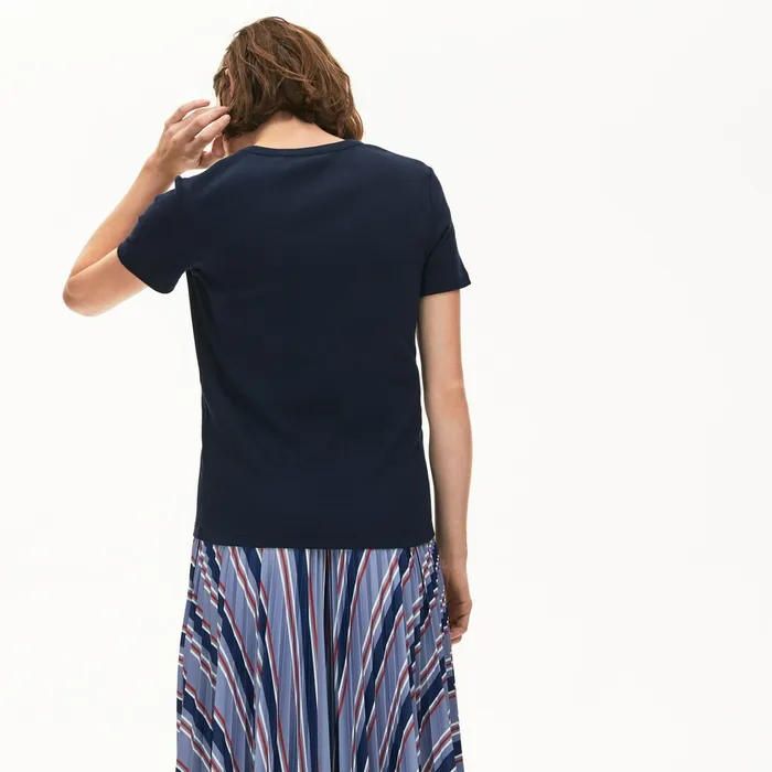 TShirts Lacoste Womens Soft Cotton VNeck TShirt Navy Blue Outlet