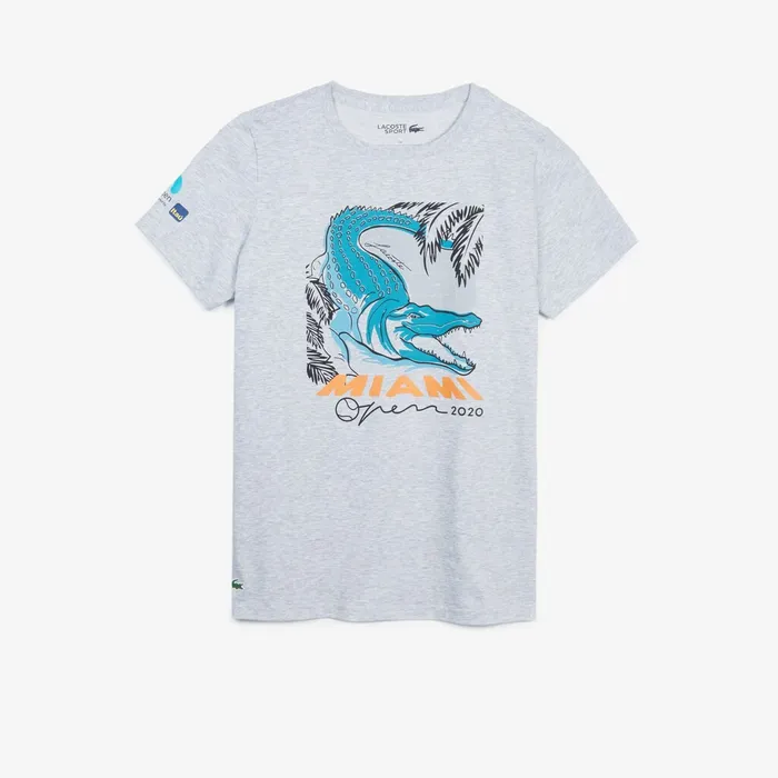 TShirts Lacoste Womens SPORT Miami Open Crocodile Print Tshirt Grey Chine Gift Ideas TShirts Lacoste Womens SPORT Miami Open Crocodile Print Tshirt Grey Chine Gift Ideas