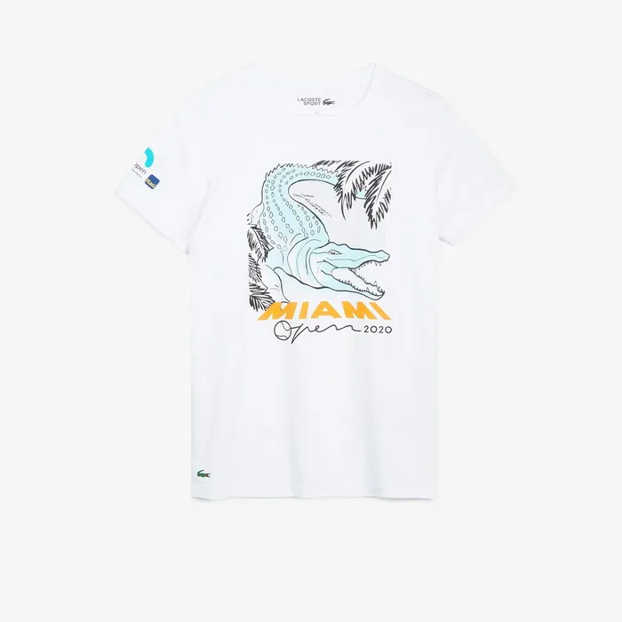 TShirts Lacoste Womens SPORT Miami Open Crocodile Print Tshirt White Gift for Friend TShirts Lacoste Womens SPORT Miami Open Crocodile Print Tshirt White Gift for Friend