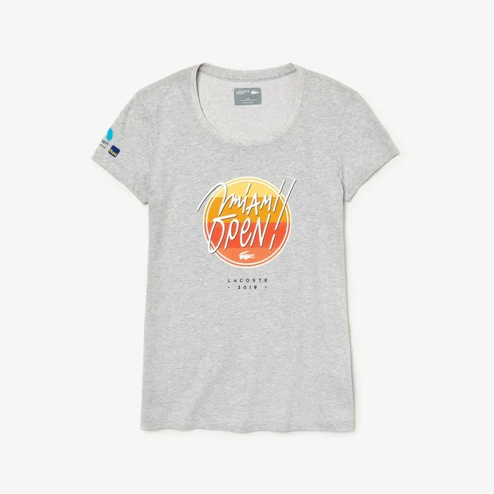 TShirts Lacoste Womens SPORT Miami Open Edition Tshirt Grey Chine Online