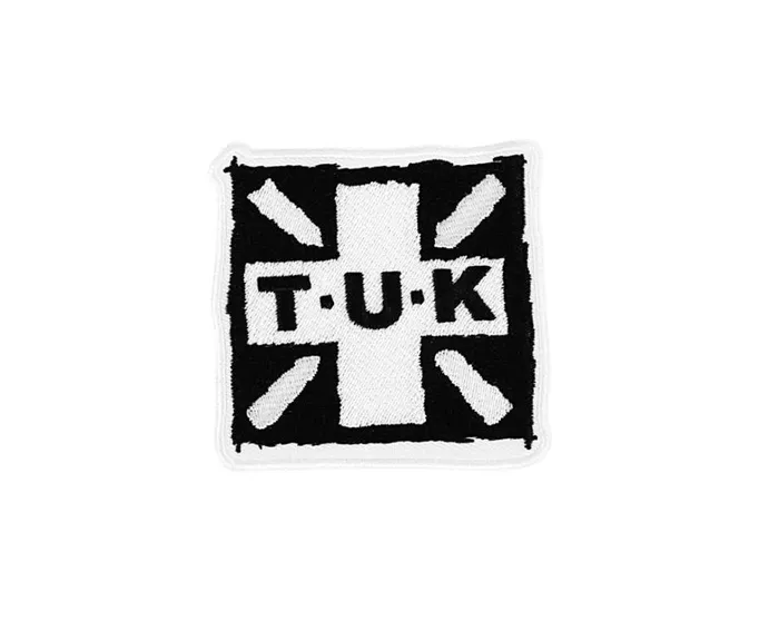TUK Black and White Kick Square Logo Patch Adult TUK Shoes Stickers Pins Patches Totes