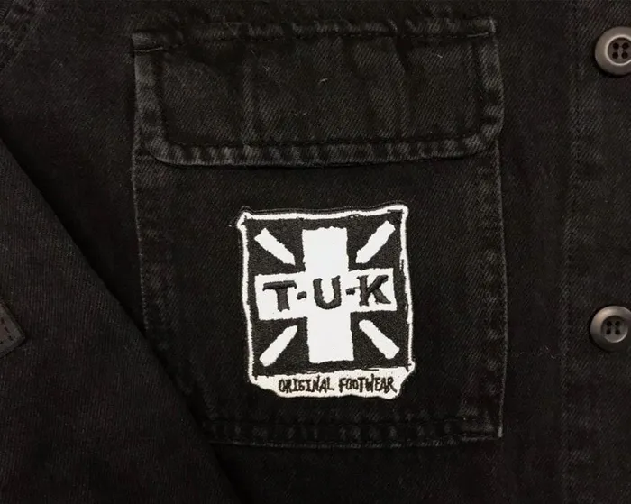 TUK Black and White Kick Square Logo Patch Adult TUK Shoes Stickers Pins Patches Totes