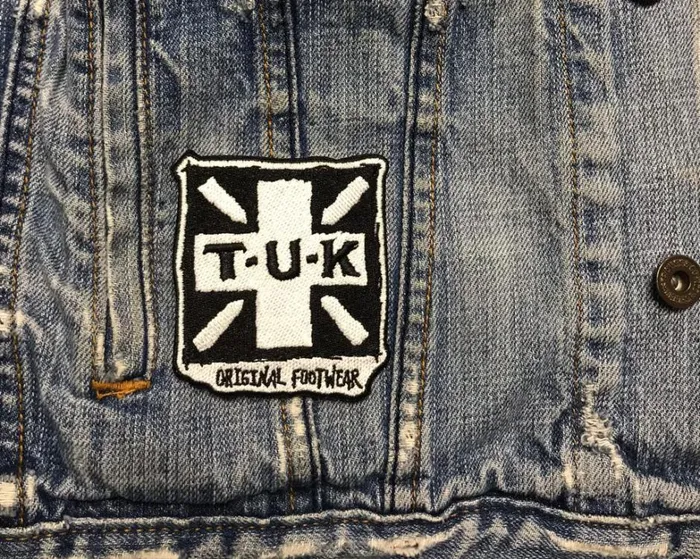 TUK Black and White Kick Square Logo Patch Adult TUK Shoes Stickers Pins Patches Totes
