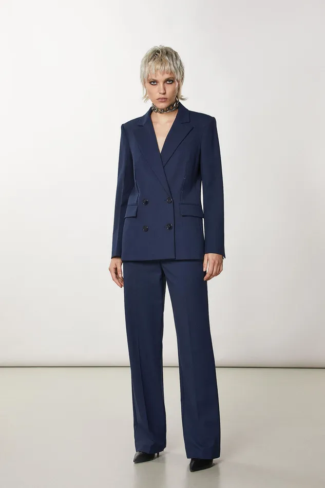 Tailleur Women Patrizia Pepe Essential DoubleBreasted Jacket Atmosphere Blue