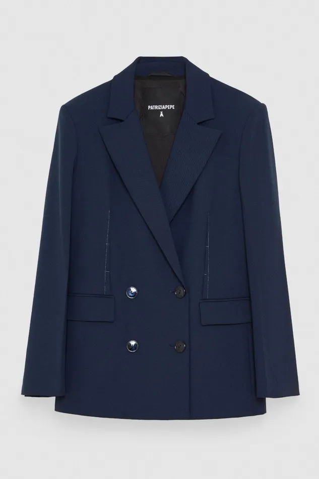 Tailleur Women Patrizia Pepe Essential DoubleBreasted Jacket Atmosphere Blue