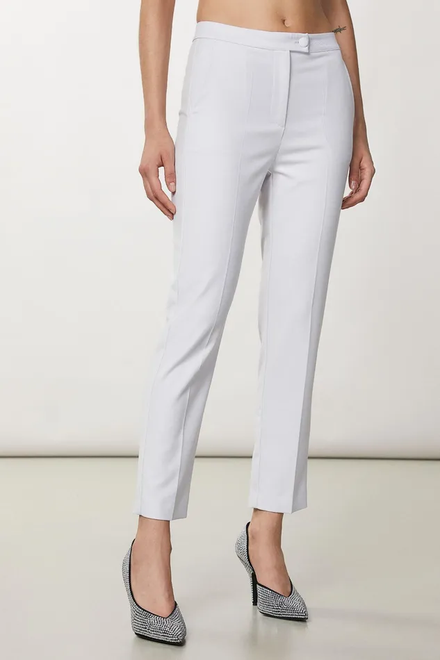 Tailleur Women Patrizia Pepe Flannel CigaretteFit Pants Eldorado White