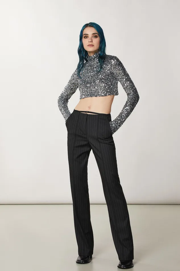 Tailleur Women Patrizia Pepe Flannel Pants Black Stripes