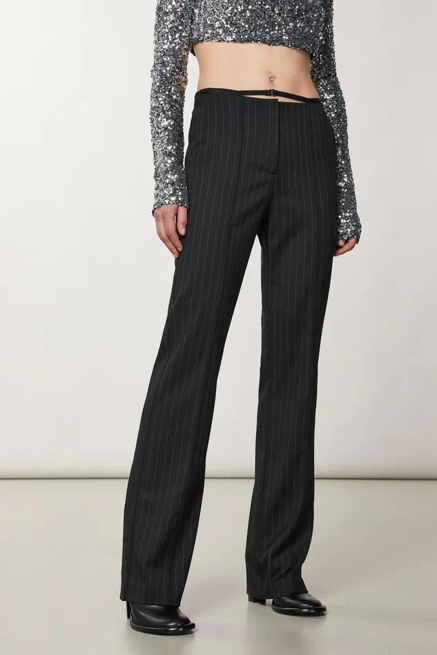 Tailleur Women Patrizia Pepe Flannel Pants Black Stripes
