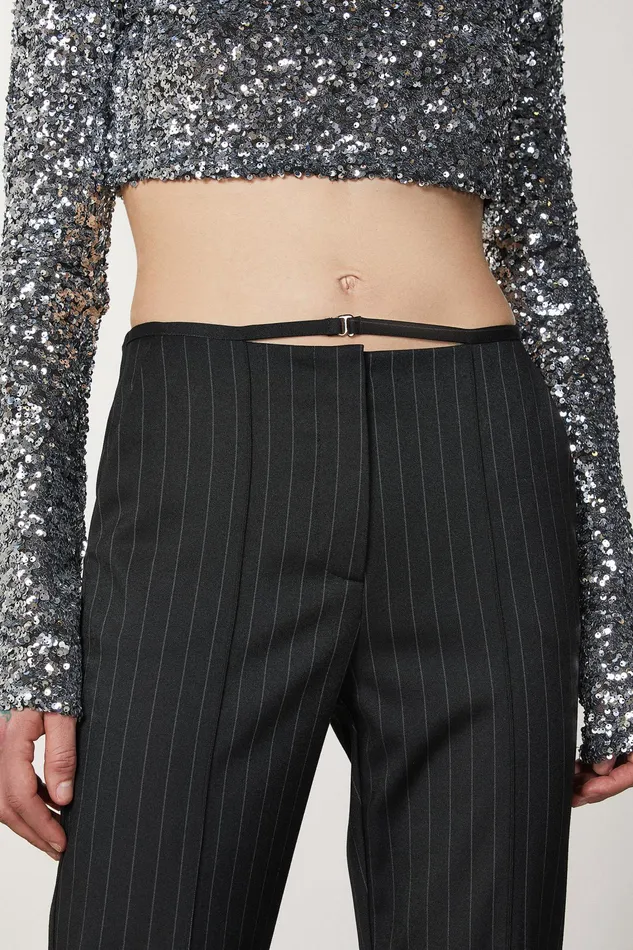 Tailleur Women Patrizia Pepe Flannel Pants Black Stripes