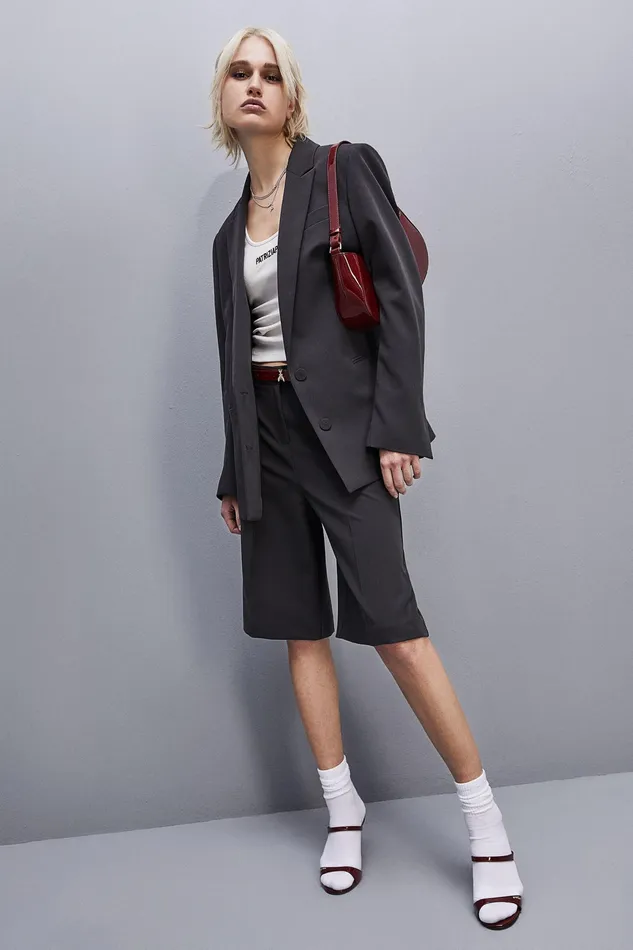 Tailleur Women Patrizia Pepe Soft Viscose Bermuda Shorts Milano Gray