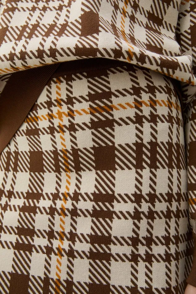 Tendai Eco Check Brown Women Rodebjer Skirts