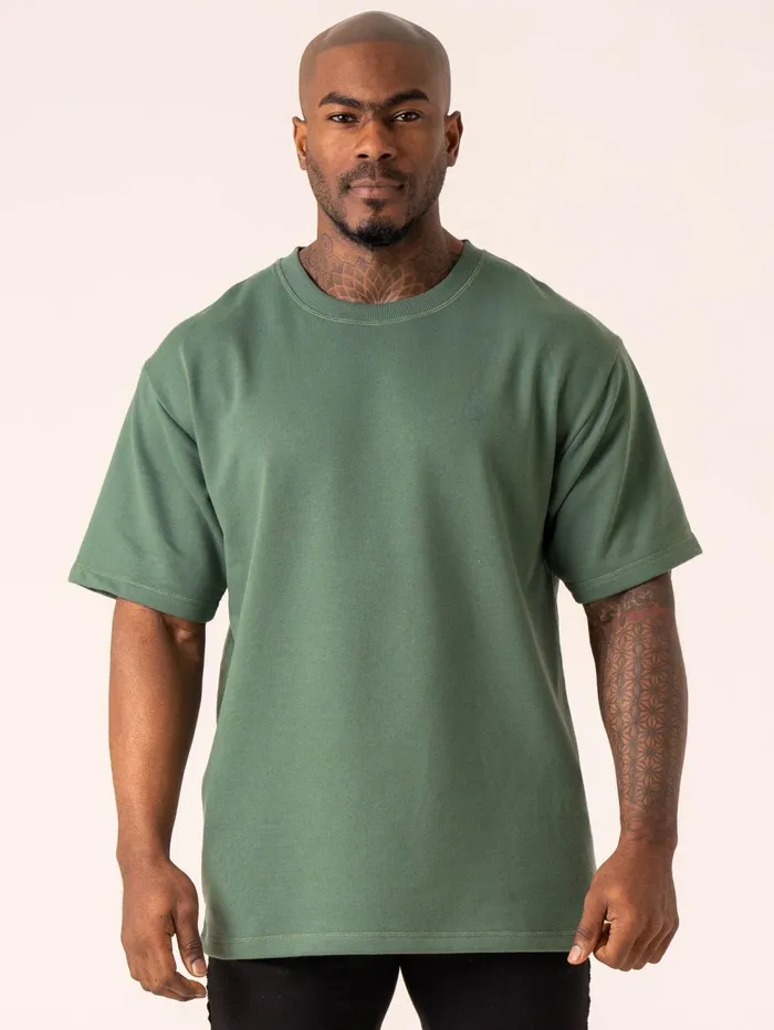 Throwback Oversized Fleece TShirt 8211 Fern Green Men Ryderwear Tops