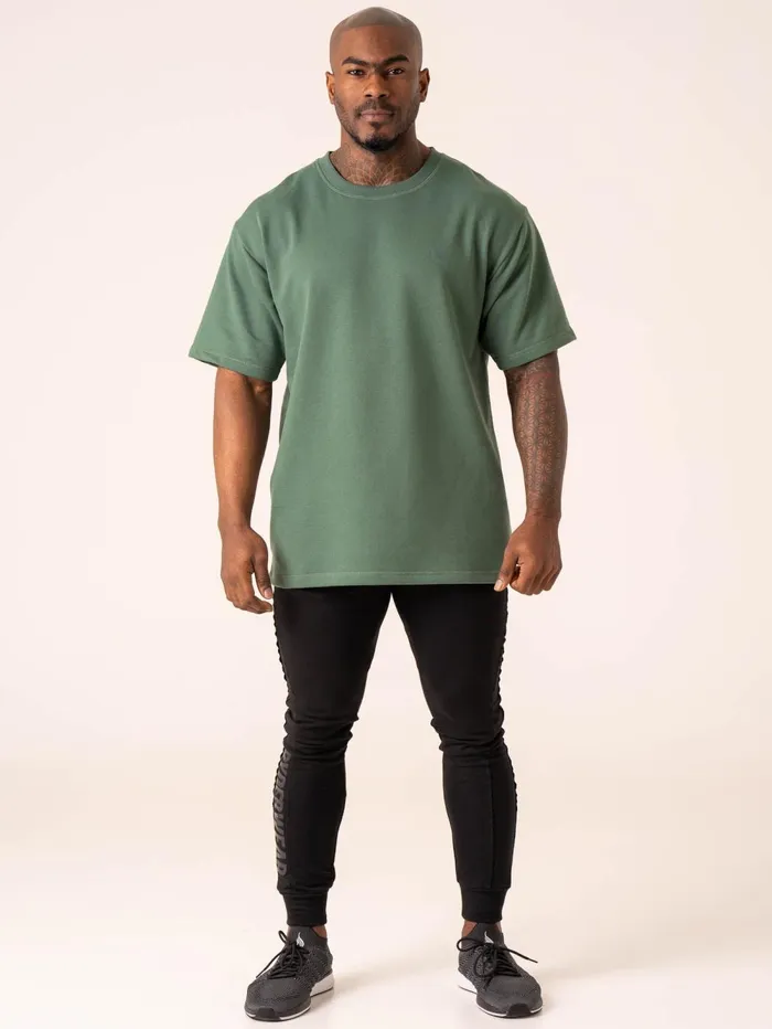 Throwback Oversized Fleece TShirt 8211 Fern Green Men Ryderwear Tops