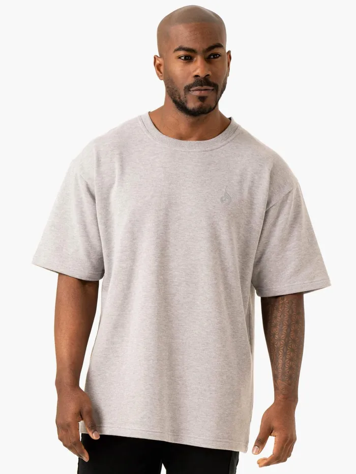 Throwback Oversized Fleece TShirt 8211 Grey Marl Men Ryderwear TShirts