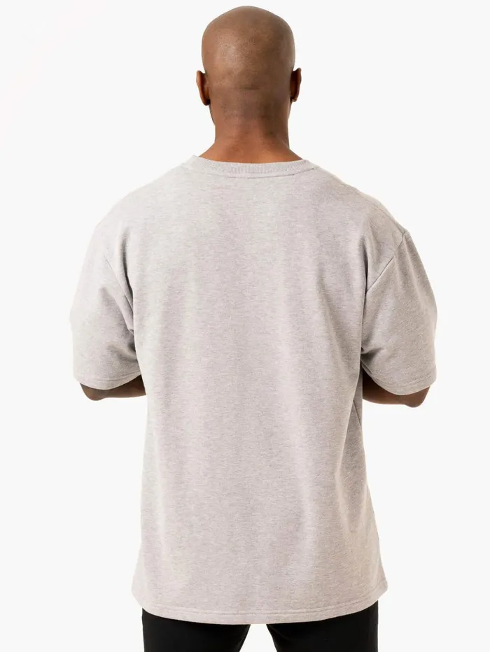 Throwback Oversized Fleece TShirt 8211 Grey Marl Men Ryderwear TShirts