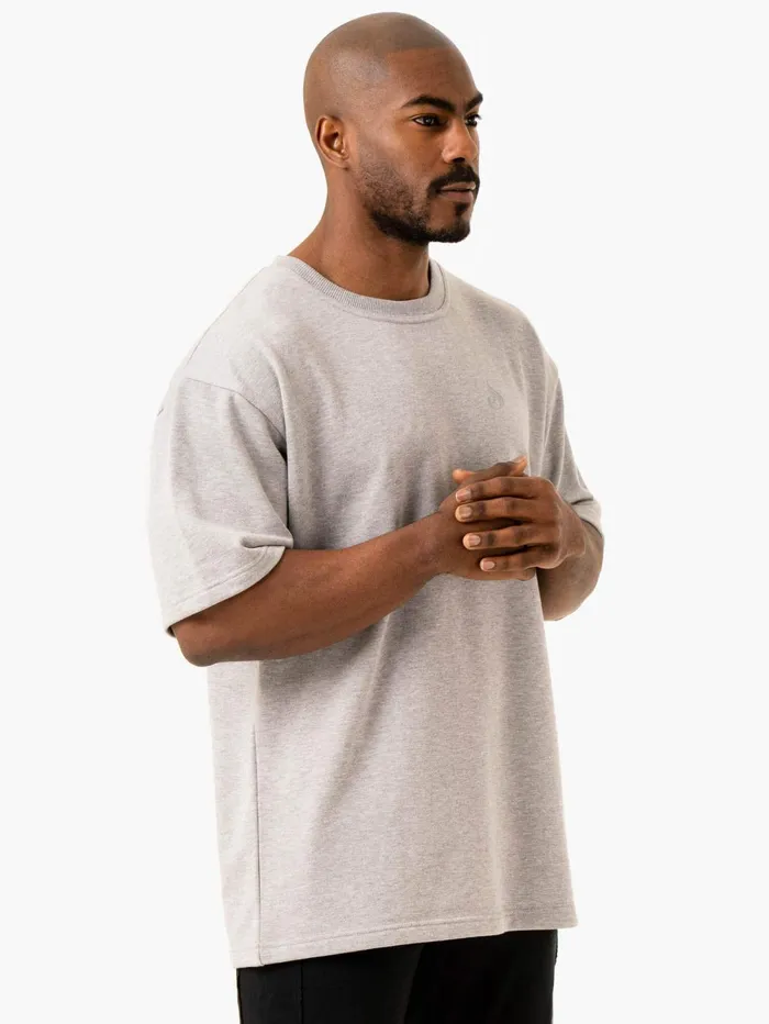 Throwback Oversized Fleece TShirt 8211 Grey Marl Men Ryderwear TShirts