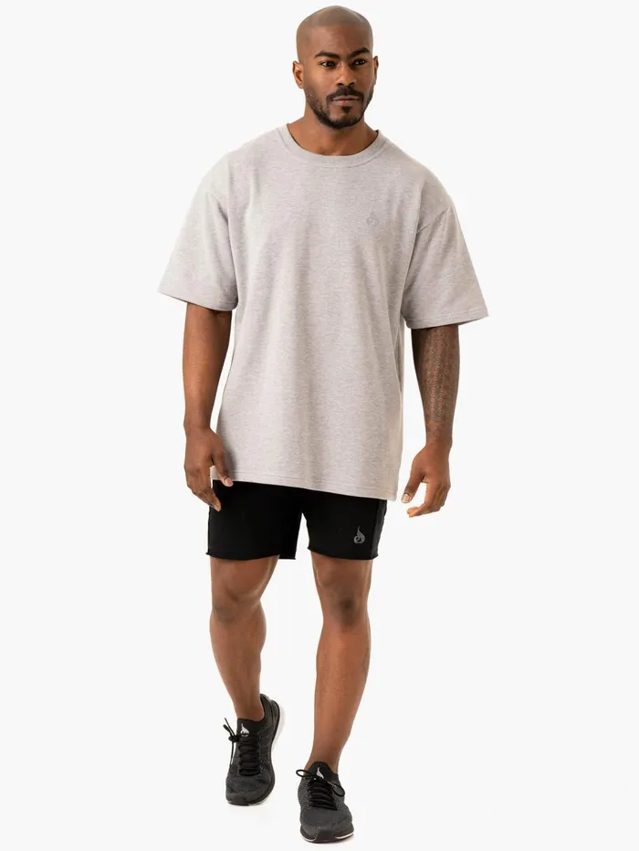 Throwback Oversized Fleece TShirt 8211 Grey Marl Men Ryderwear TShirts