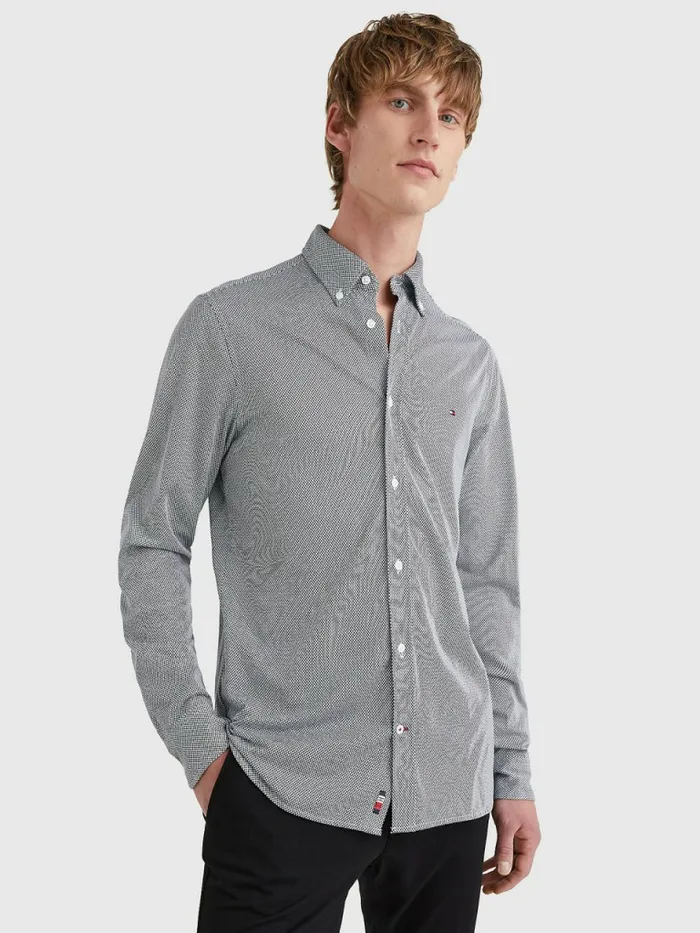Tommy Hilfiger 1985 Collection Polygiene Slim Fit Shirt Optic WhiteDark Navy Mens Shirts Gift for Friend Tommy Hilfiger 1985 Collection Polygiene Slim Fit Shirt Optic WhiteDark Navy Mens Shirts Gift for Friend
