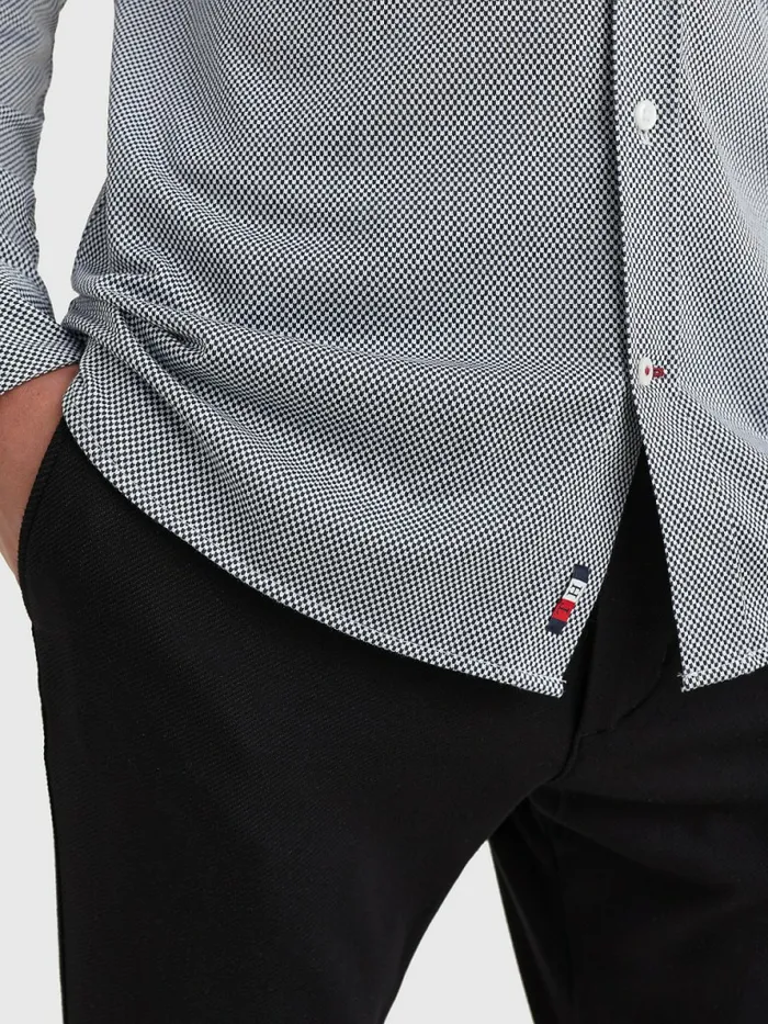 Tommy Hilfiger 1985 Collection Polygiene Slim Fit Shirt Optic WhiteDark Navy Mens Shirts Gift for Friend