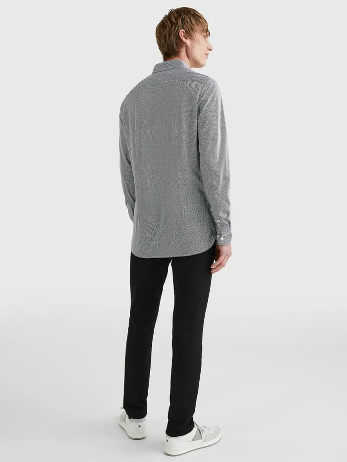 Tommy Hilfiger 1985 Collection Polygiene Slim Fit Shirt Optic WhiteDark Navy Mens Shirts Gift for Friend