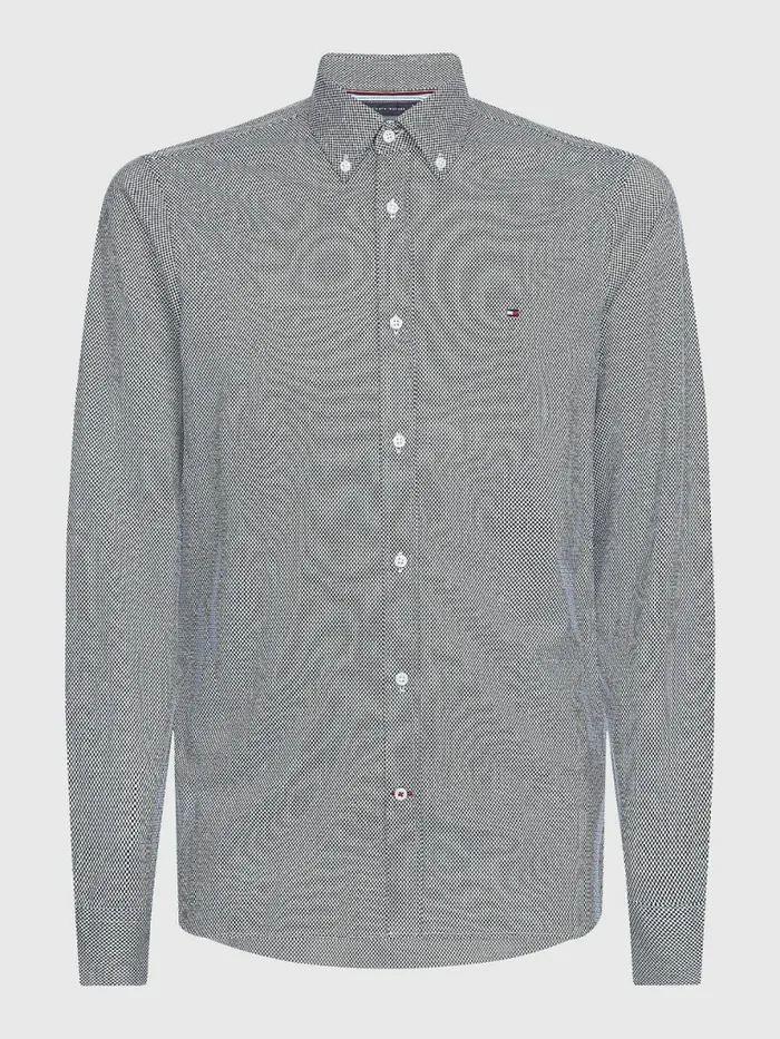 Tommy Hilfiger 1985 Collection Polygiene Slim Fit Shirt Optic WhiteDark Navy Mens Shirts Gift for Friend