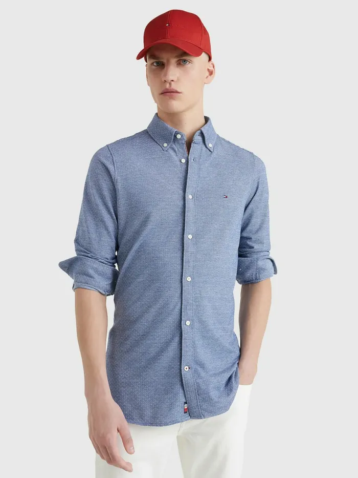Tommy Hilfiger 1985 Collection Slim Fit Knitted Shirt Th Dark NavyWhite Mens Shirts Popular Tommy Hilfiger 1985 Collection Slim Fit Knitted Shirt Th Dark NavyWhite Mens Shirts Popular