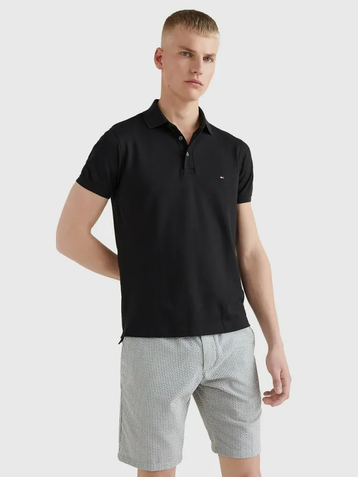 Tommy Hilfiger 1985 Collection Slim Fit Polo Black Mens Polo Shirts Sale