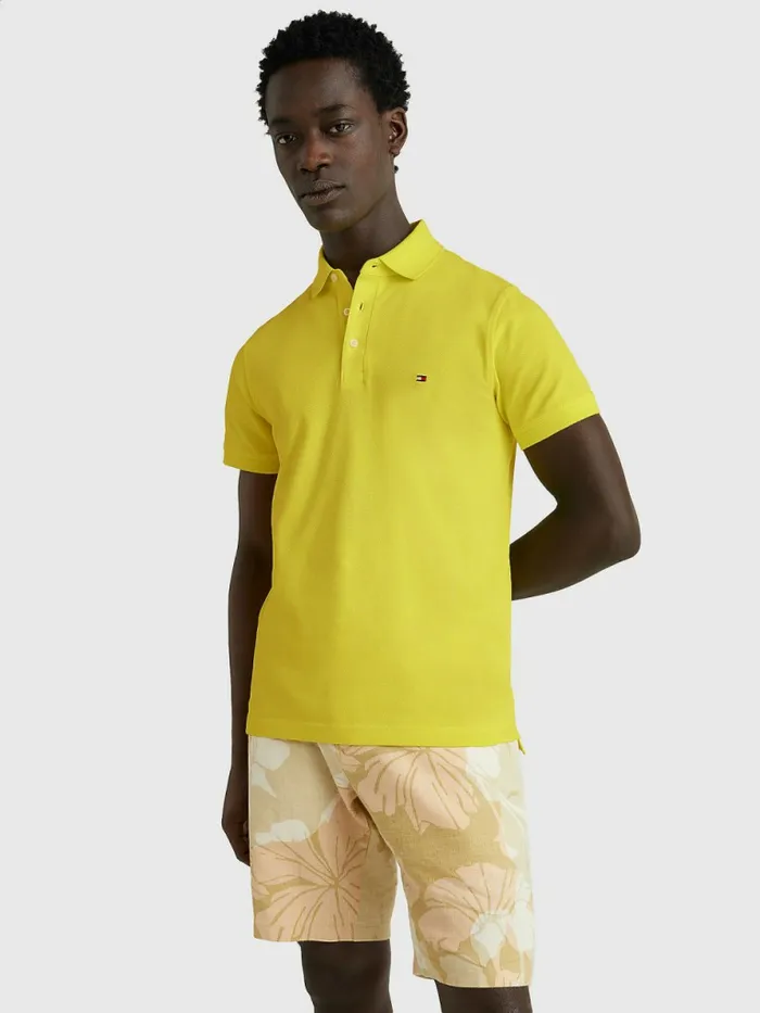 Tommy Hilfiger 1985 Collection Slim Fit Polo Citrus Yellow Mens Polo Shirts Gift for Friend Tommy Hilfiger 1985 Collection Slim Fit Polo Citrus Yellow Mens Polo Shirts Gift for Friend