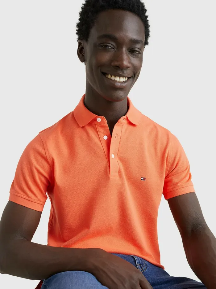 Tommy Hilfiger 1985 Collection Slim Fit Polo Hawaiian Coral Mens Polo Shirts Gift Ideas