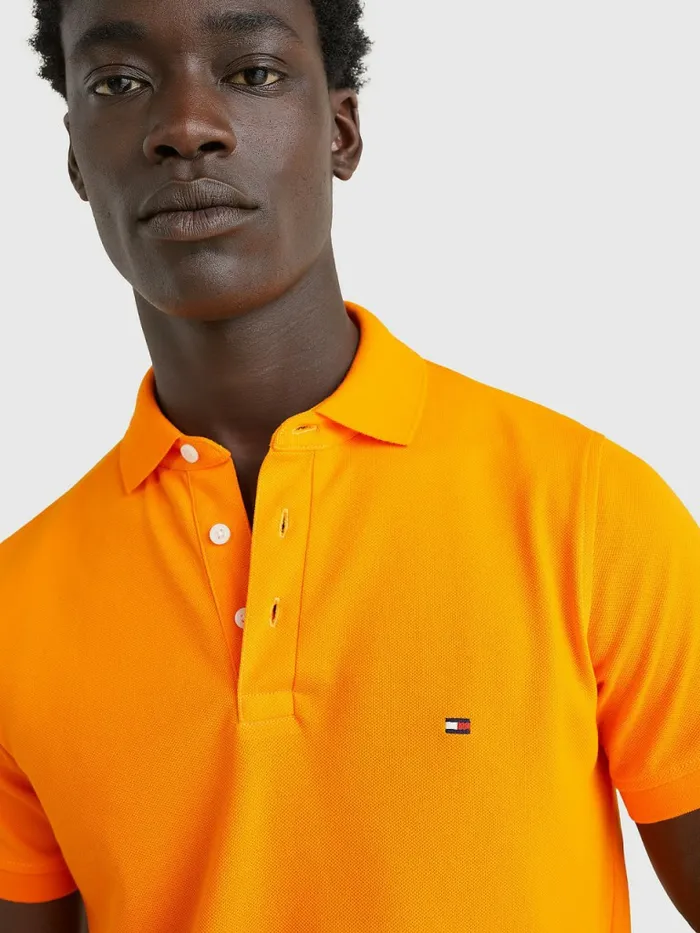 Tommy Hilfiger 1985 Collection Slim Fit Polo Hawaiian Orange Mens Polo Shirts Popular