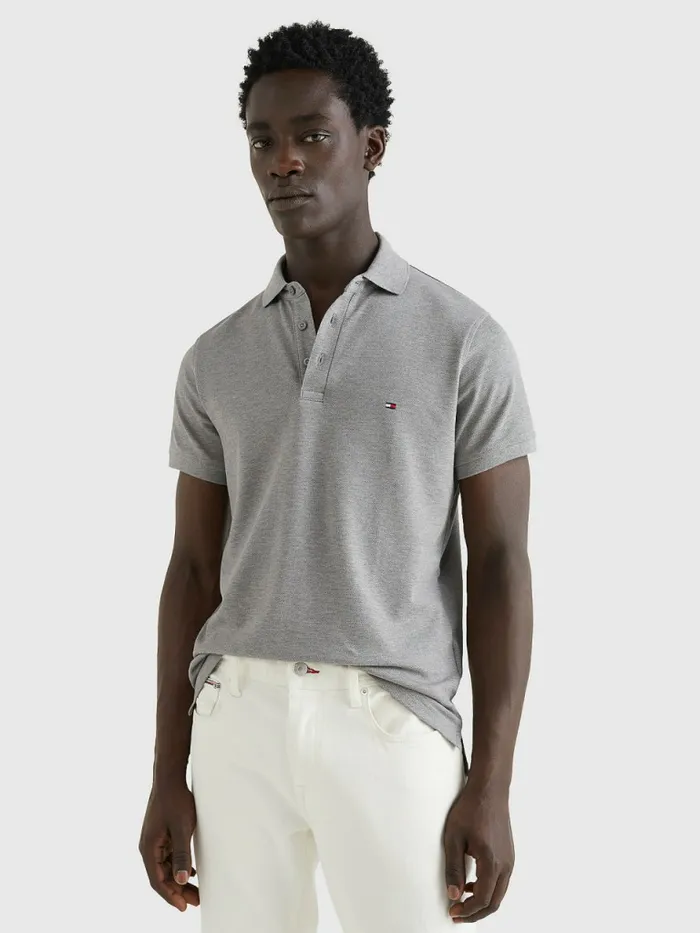 Tommy Hilfiger 1985 Collection Slim Fit Polo Medium Grey Heather Mens Polo Shirts Casaul Tommy Hilfiger 1985 Collection Slim Fit Polo Medium Grey Heather Mens Polo Shirts Casaul