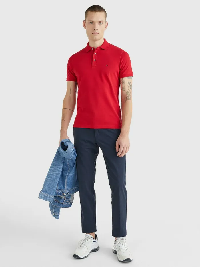 Tommy Hilfiger 1985 Collection Slim Fit Polo Primary Red Mens Polo Shirts Gift 4 You
