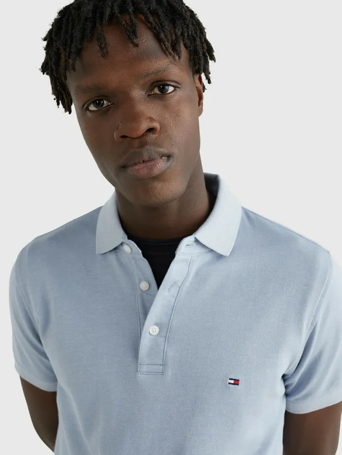 Tommy Hilfiger 1985 Collection Th Flex Organic Cotton Polo Daybreak BlueIvory Mens Polo Shirts For Sale