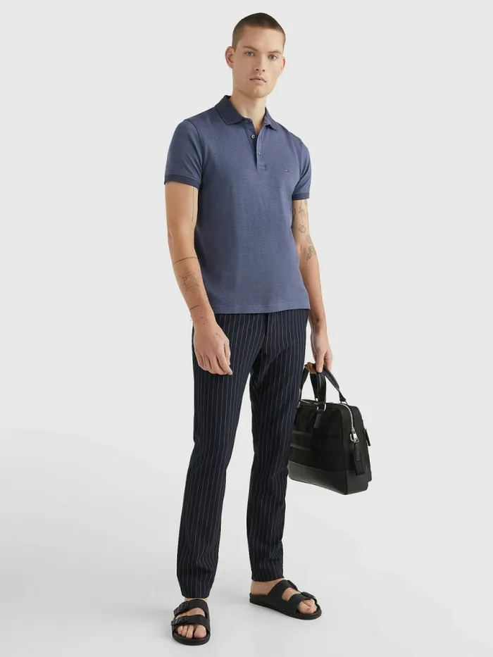 Tommy Hilfiger 1985 Collection Th Flex Organic Cotton Polo Faded IndigoDesert Sky Mens Polo Shirts Sale
