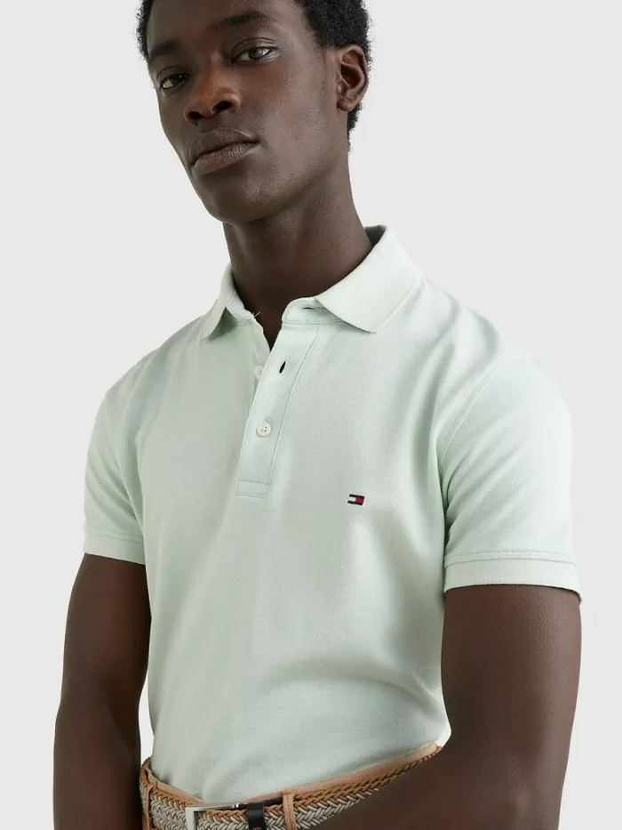 Tommy Hilfiger 1985 Collection Th Flex Organic Cotton Polo Minty EssenceIvory Mens Polo Shirts Gift 4 You