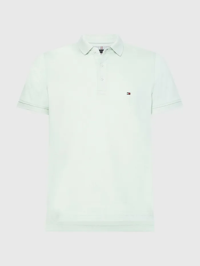 Tommy Hilfiger 1985 Collection Th Flex Organic Cotton Polo Minty EssenceIvory Mens Polo Shirts Gift 4 You