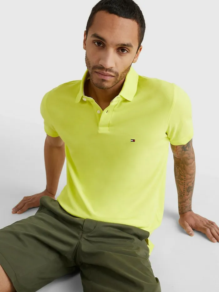 Tommy Hilfiger 1985 Collection Th Flex Polo Citrus Yellow Mens Polo Shirts Popular