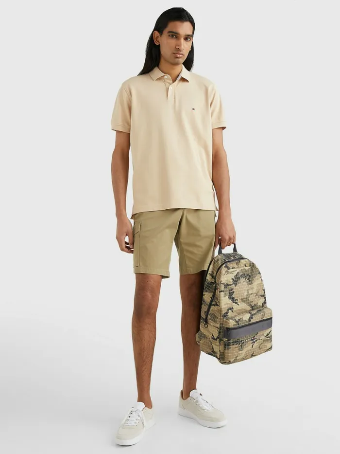 Tommy Hilfiger 1985 Collection Th Flex Polo Clayed Pebble Mens Polo Shirts Casaul