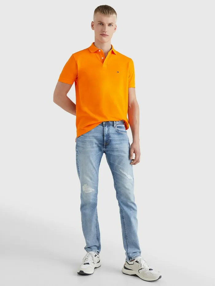 Tommy Hilfiger 1985 Collection Th Flex Polo Hawaiian Orange Mens Polo Shirts Gift Ideas