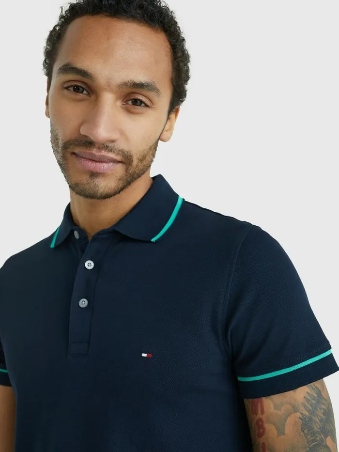 Tommy Hilfiger 1985 Collection Th Flex Slim Polo Desert Sky Mens Polo Shirts Gift Ideas
