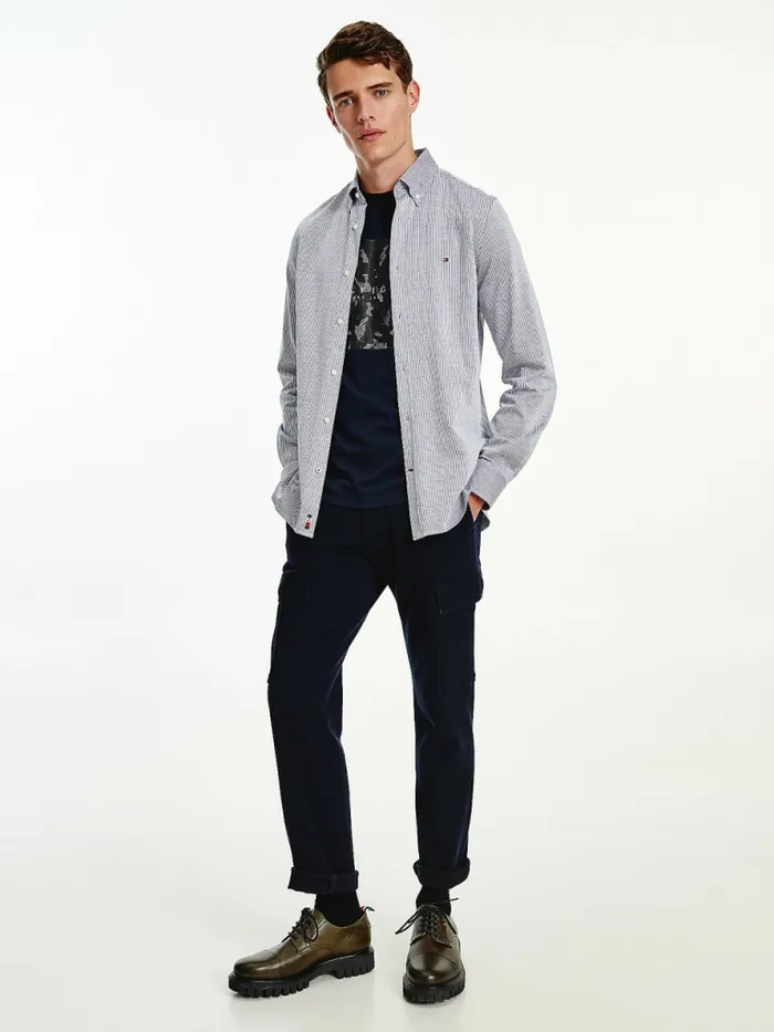 Tommy Hilfiger 1985 Collection Th Flex Slim Stripe Shirt Carbon NavyWhite Mens Shirts Fashion Tommy Hilfiger 1985 Collection Th Flex Slim Stripe Shirt Carbon NavyWhite Mens Shirts Fashion