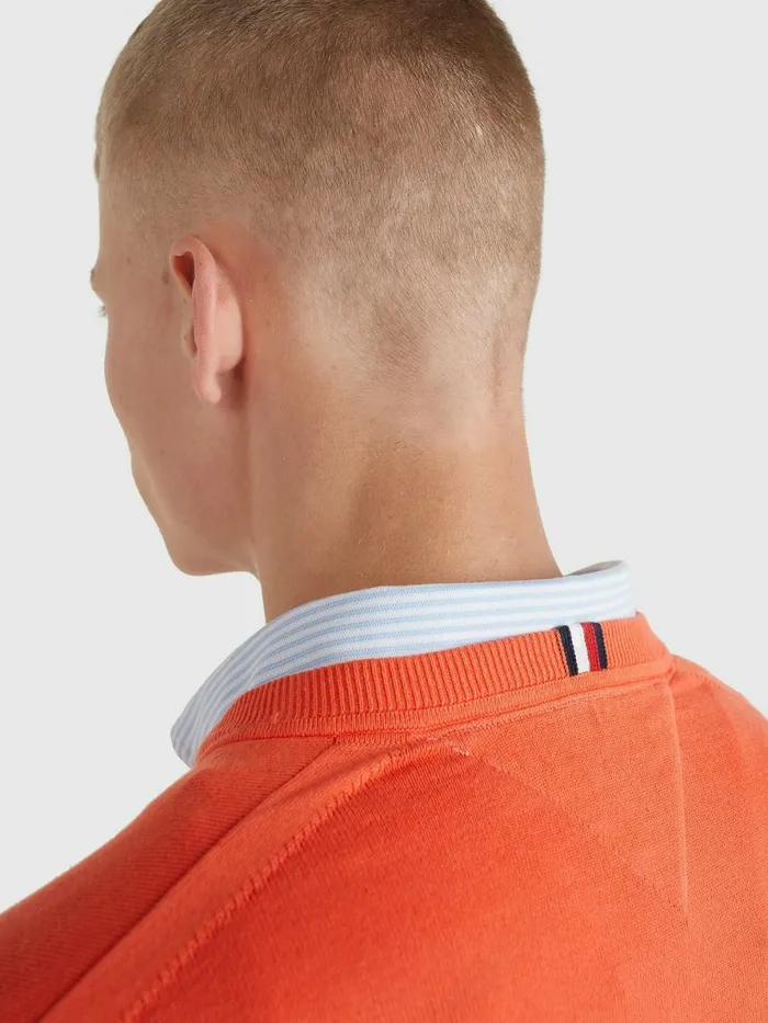 Tommy Hilfiger 1985 Collection Th Flex VNeck Jumper Hawaiian Coral Mens Knitwear On Sale