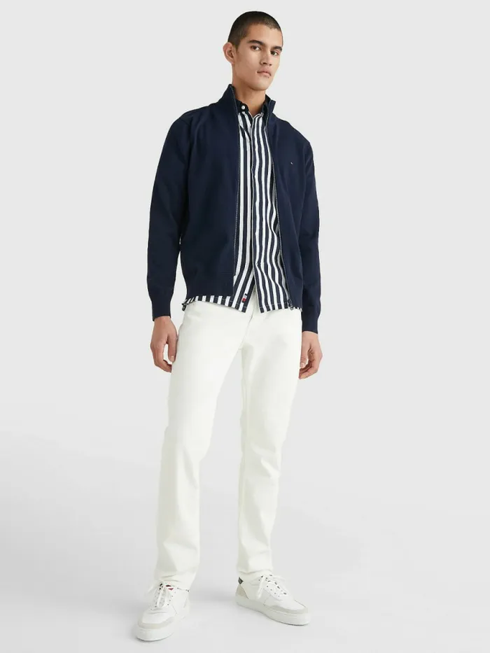 Tommy Hilfiger 1985 Collection Th Flex ZipThru Cardigan Desert Sky Mens Knitwear Gift Ideas