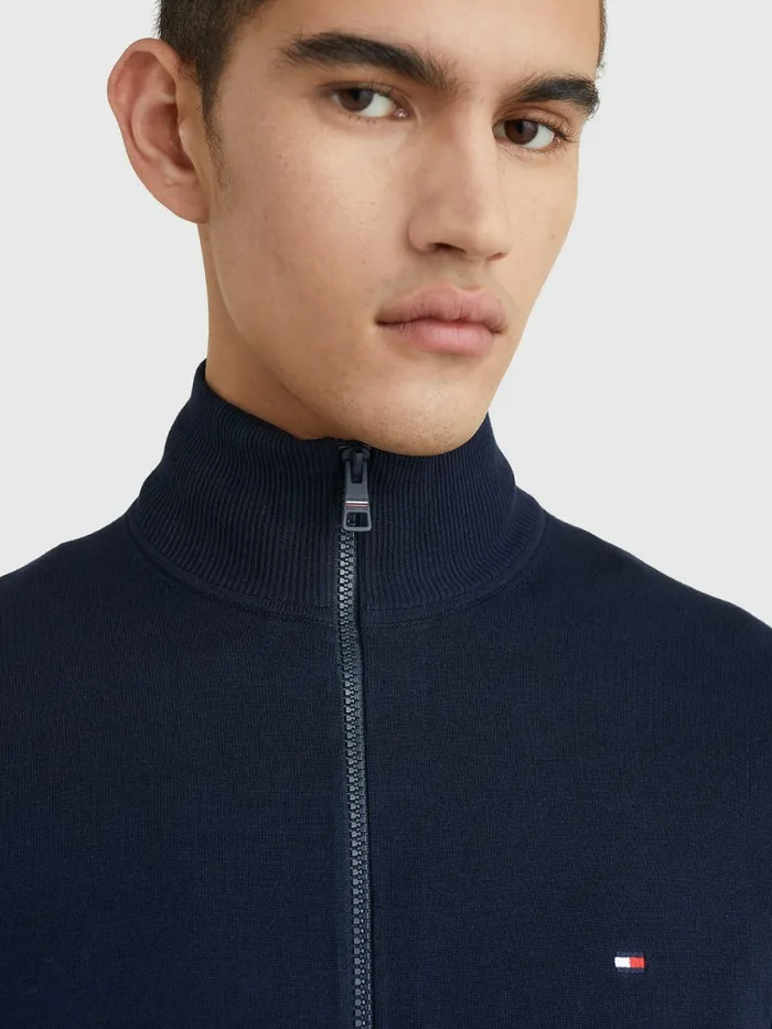Tommy Hilfiger 1985 Collection Th Flex ZipThru Cardigan Desert Sky Mens Knitwear Gift Ideas